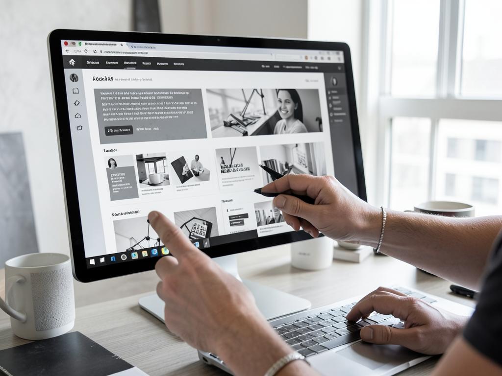 Web design process shown on a desktop display